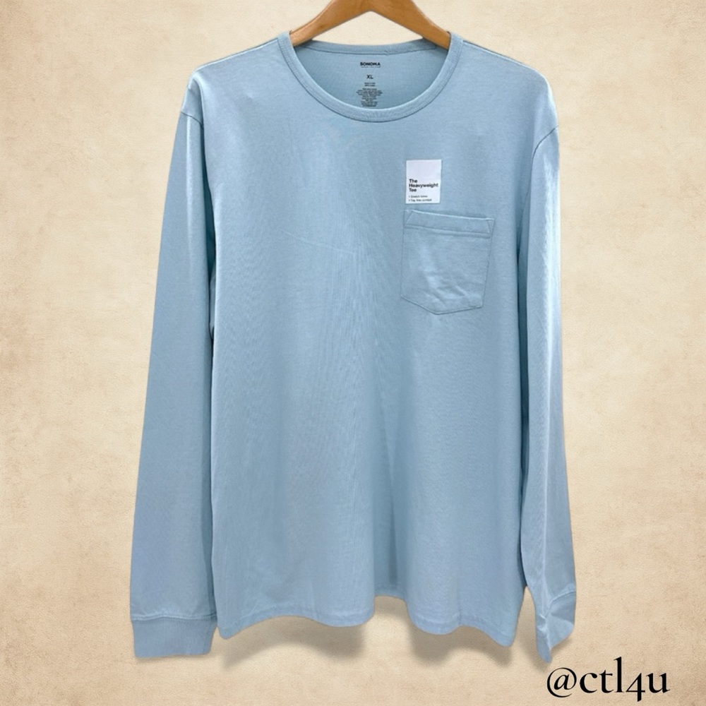 NWT Sonoma Heavyweight Long Sleeve Tee XL Blue Cozy Layering Essential